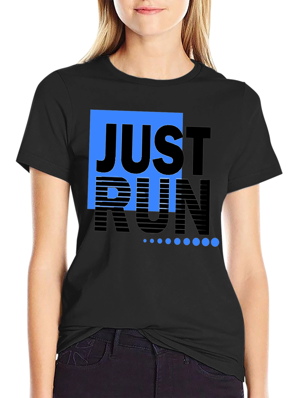 Just Run Black T-Shirt Graphic Tee