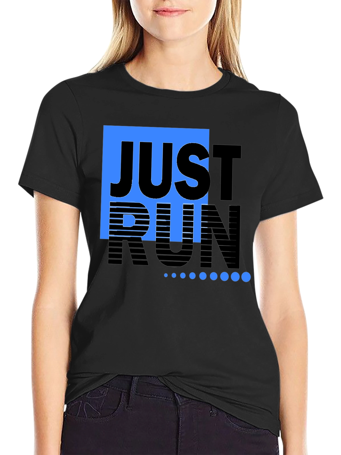 Just Run Black T-Shirt Graphic Tee
