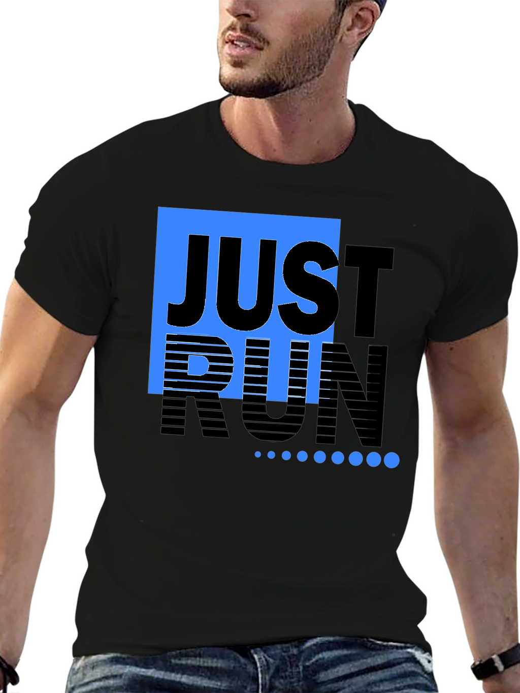 Just Run Black T-Shirt Graphic Tee