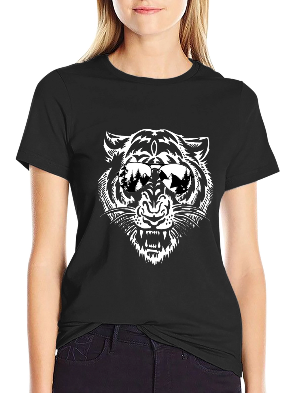 Cool Tiger Graphic Tee - Black Cotton T-Shirt