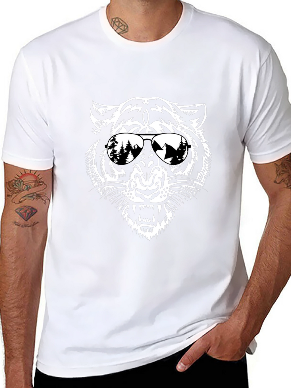 Cool Tiger Graphic Tee - Black Cotton T-Shirt