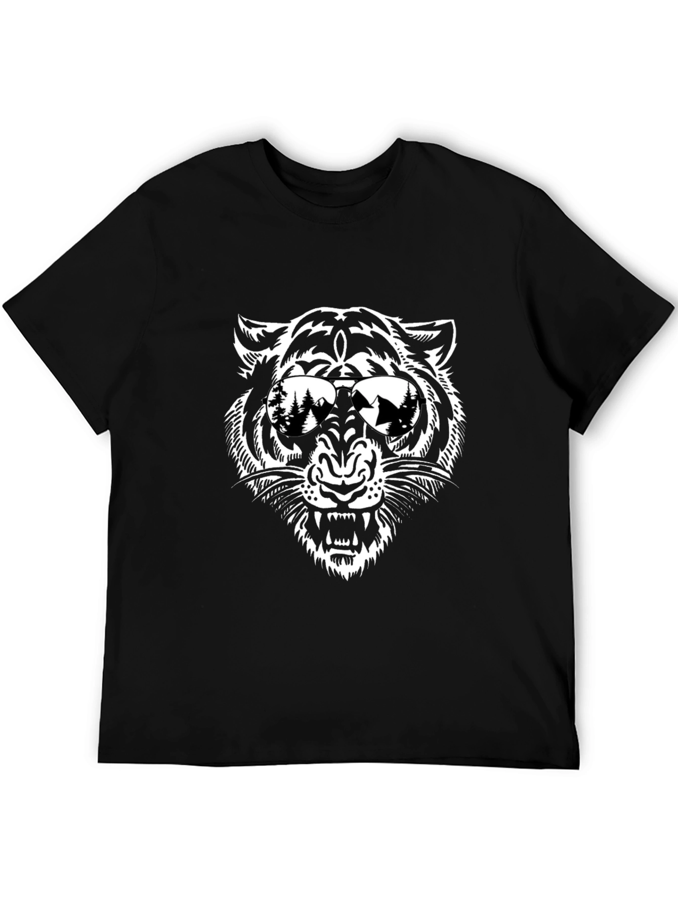 Cool Tiger Graphic Tee - Black Cotton T-Shirt
