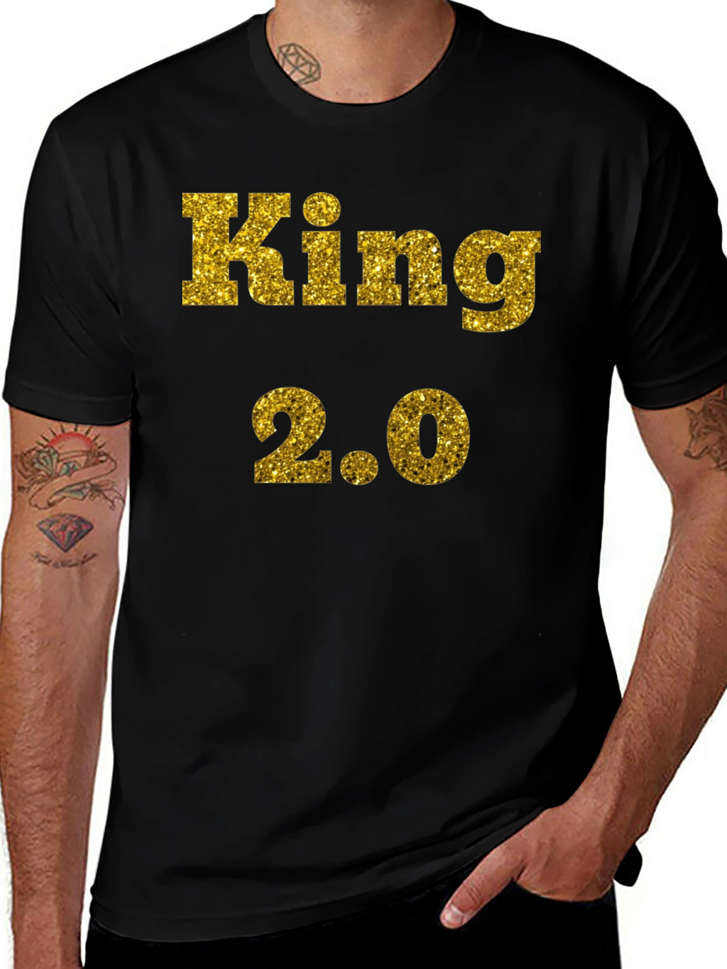 King 2.0 Glitter Print T-Shirt - Black