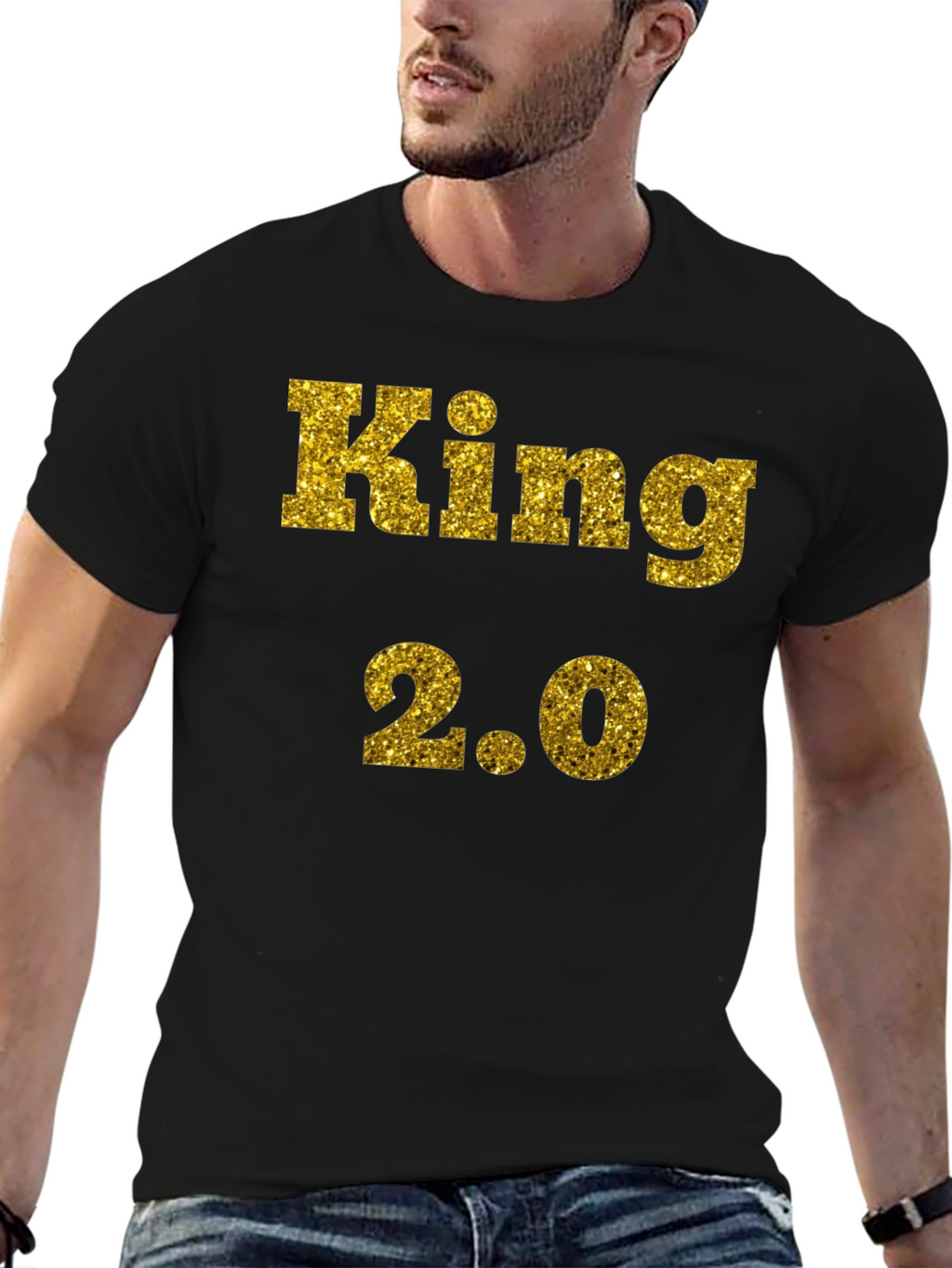 King 2.0 Glitter Print T-Shirt - Black