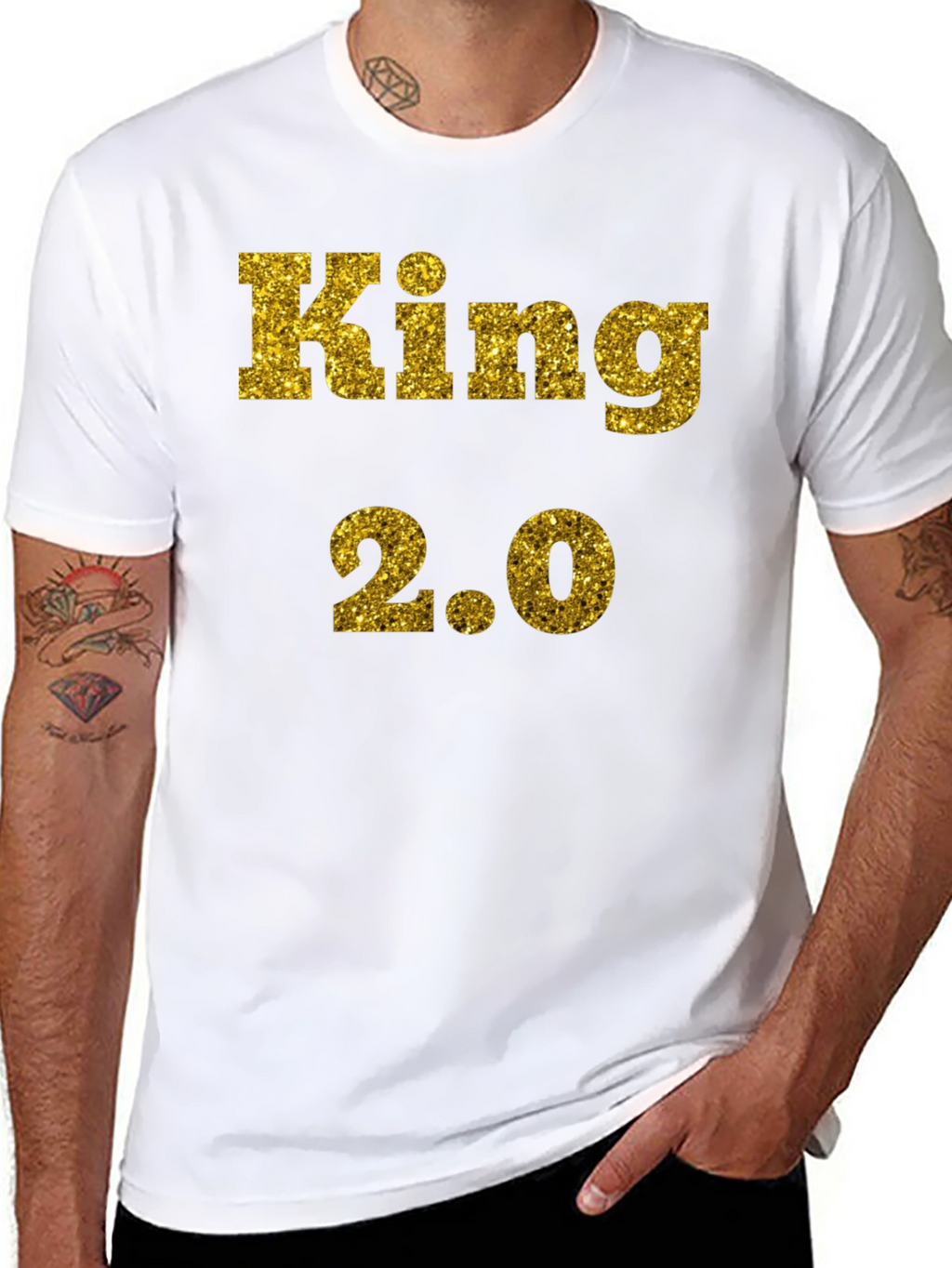 King 2.0 Glitter Print T-Shirt - Black