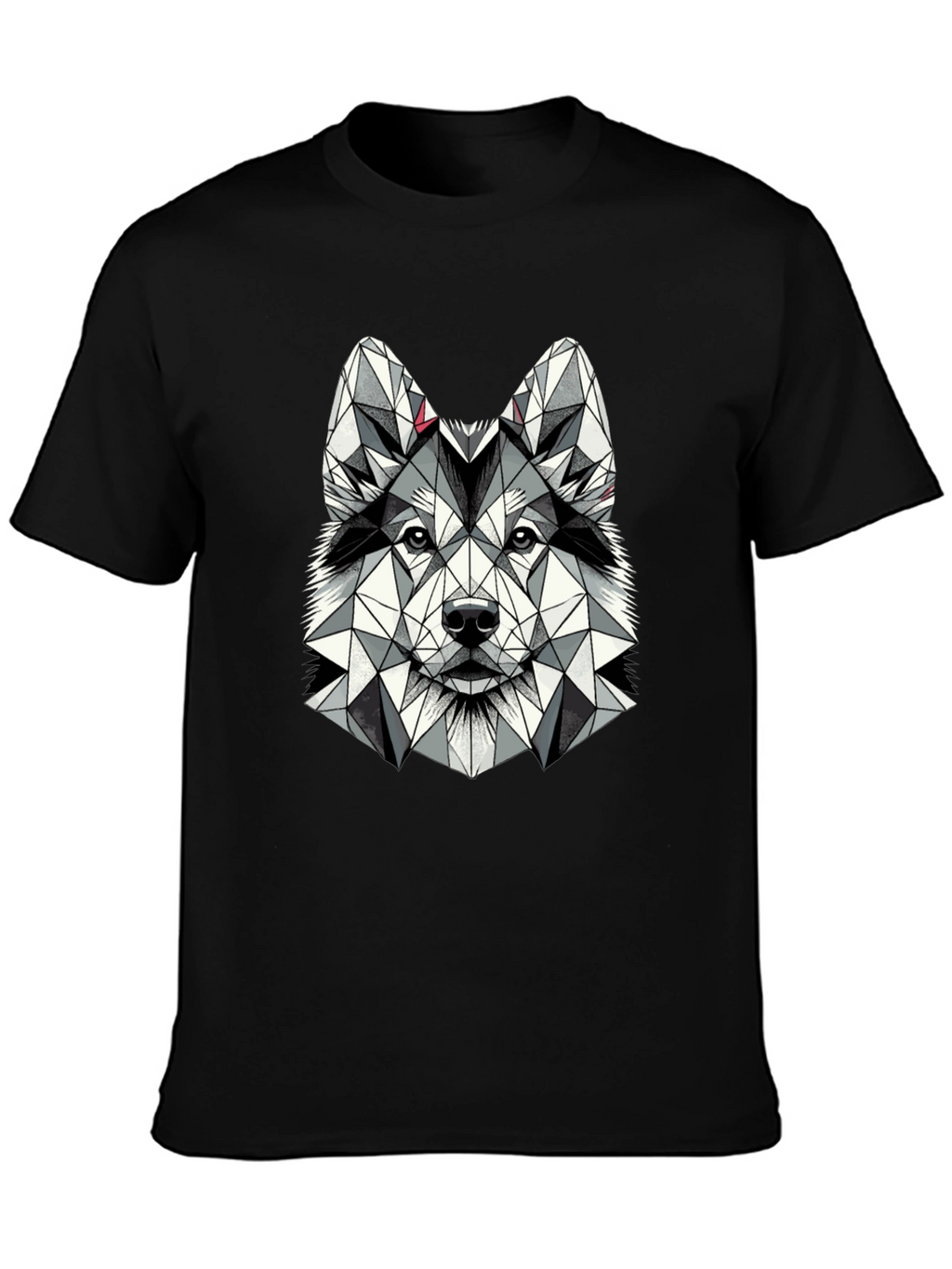 Geometric Husky Graphic Tee - Black Short Sleeve