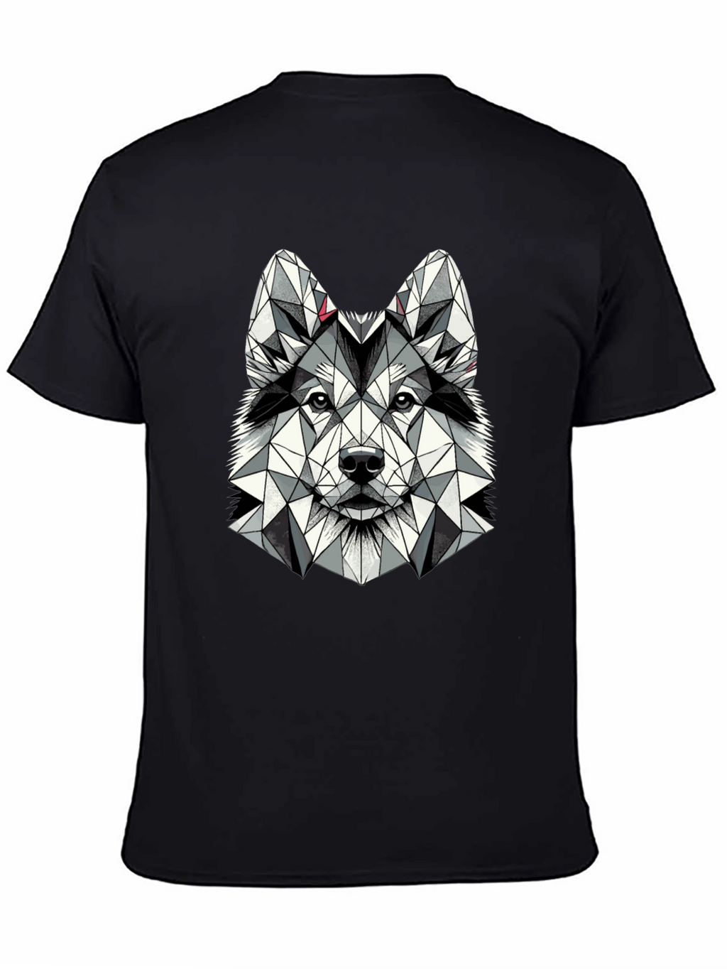 Geometric Husky Graphic Tee - Black Short Sleeve