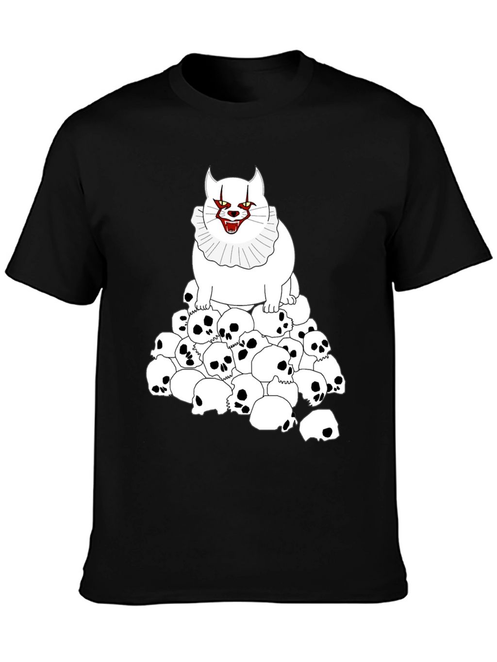 Creepy Cat & Skulls Black T-Shirt