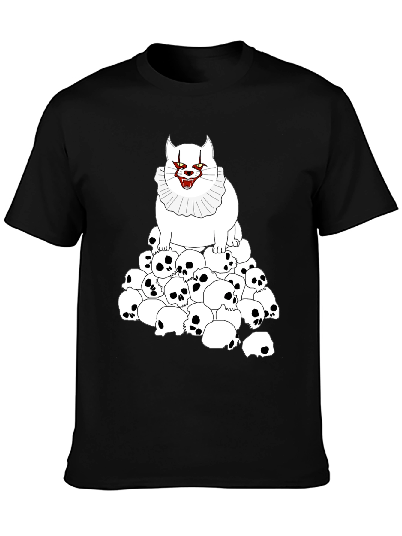 Creepy Cat & Skulls Black T-Shirt