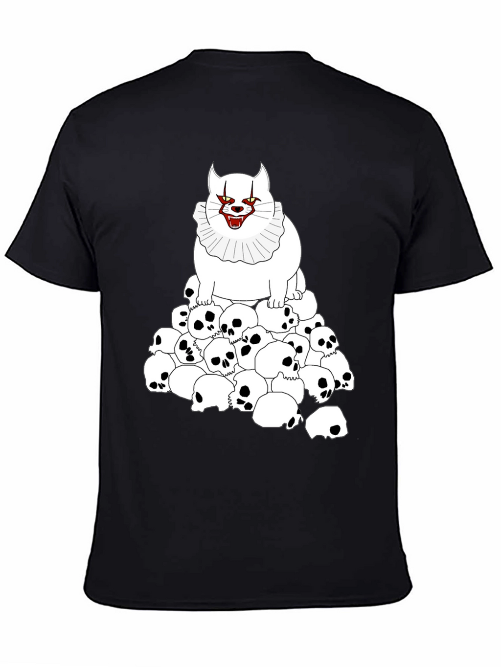Creepy Cat & Skulls Black T-Shirt