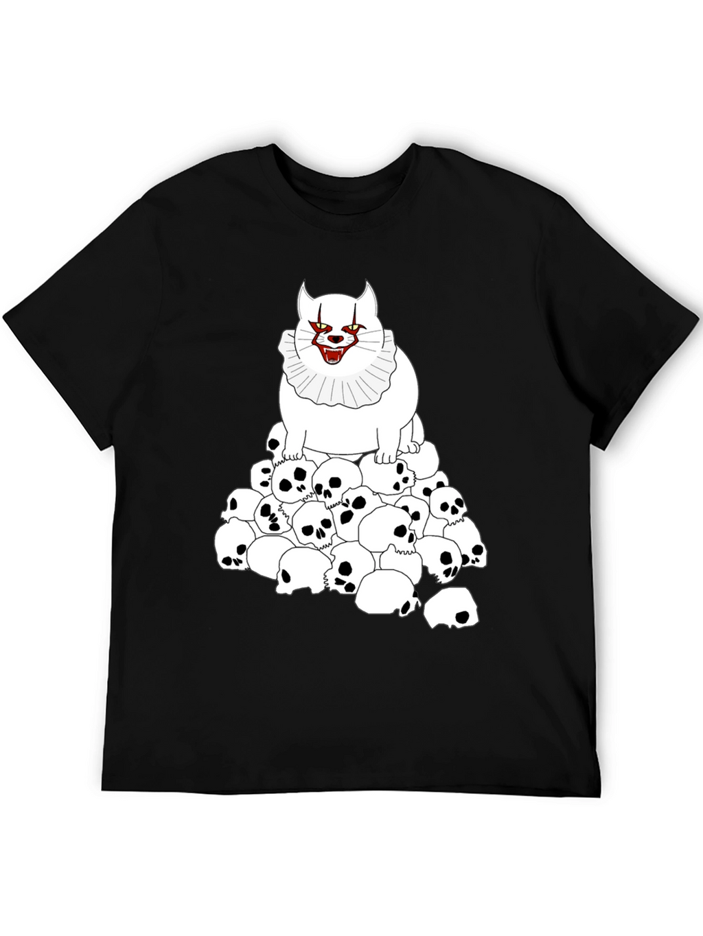 Creepy Cat & Skulls Black T-Shirt