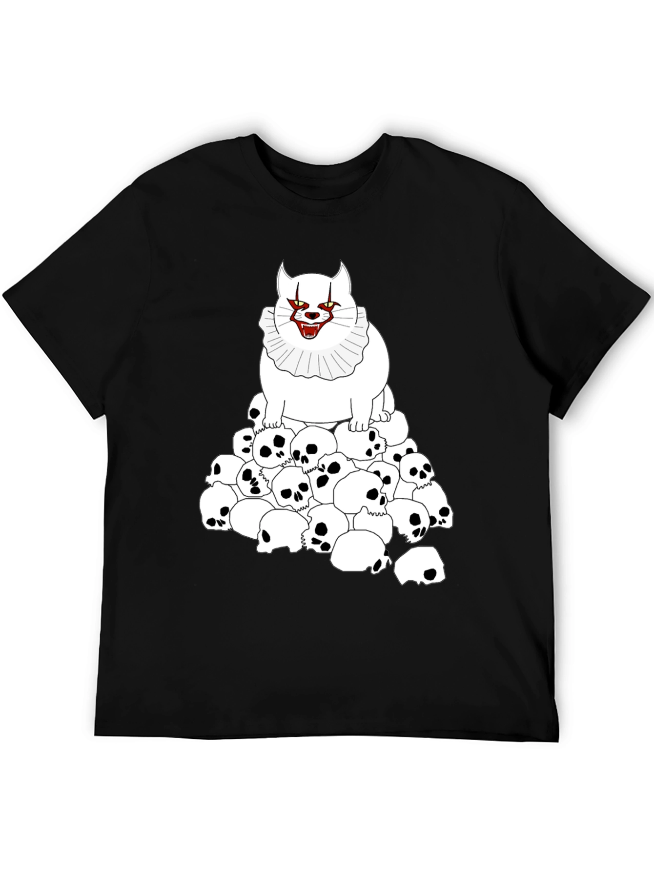 Creepy Cat & Skulls Black T-Shirt