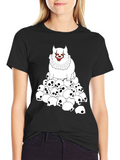 Creepy Cat & Skulls Black T-Shirt