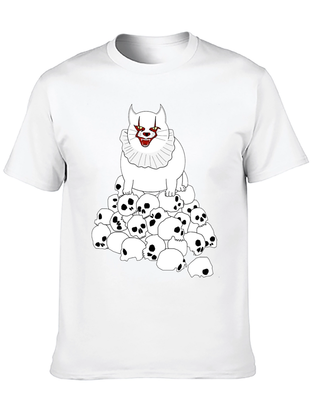 Creepy Cat & Skulls Black T-Shirt