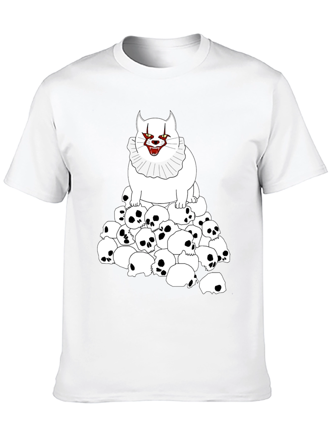 Creepy Cat & Skulls Black T-Shirt
