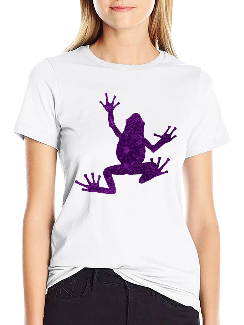 Frog Mandala Graphic Tee - Black Cotton Blend Shirt