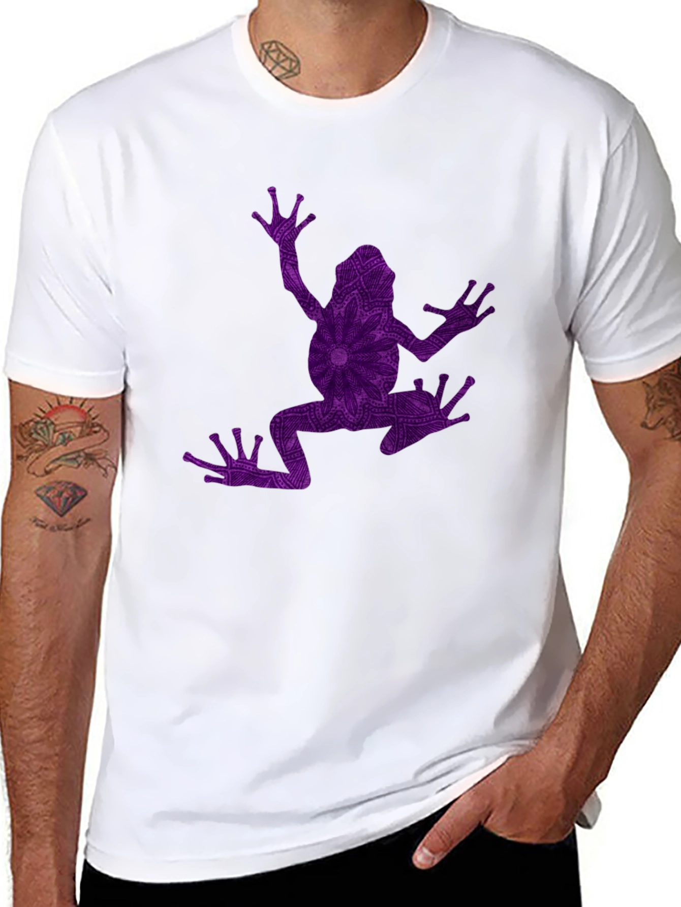 Frog Mandala Graphic Tee - Black Cotton Blend Shirt