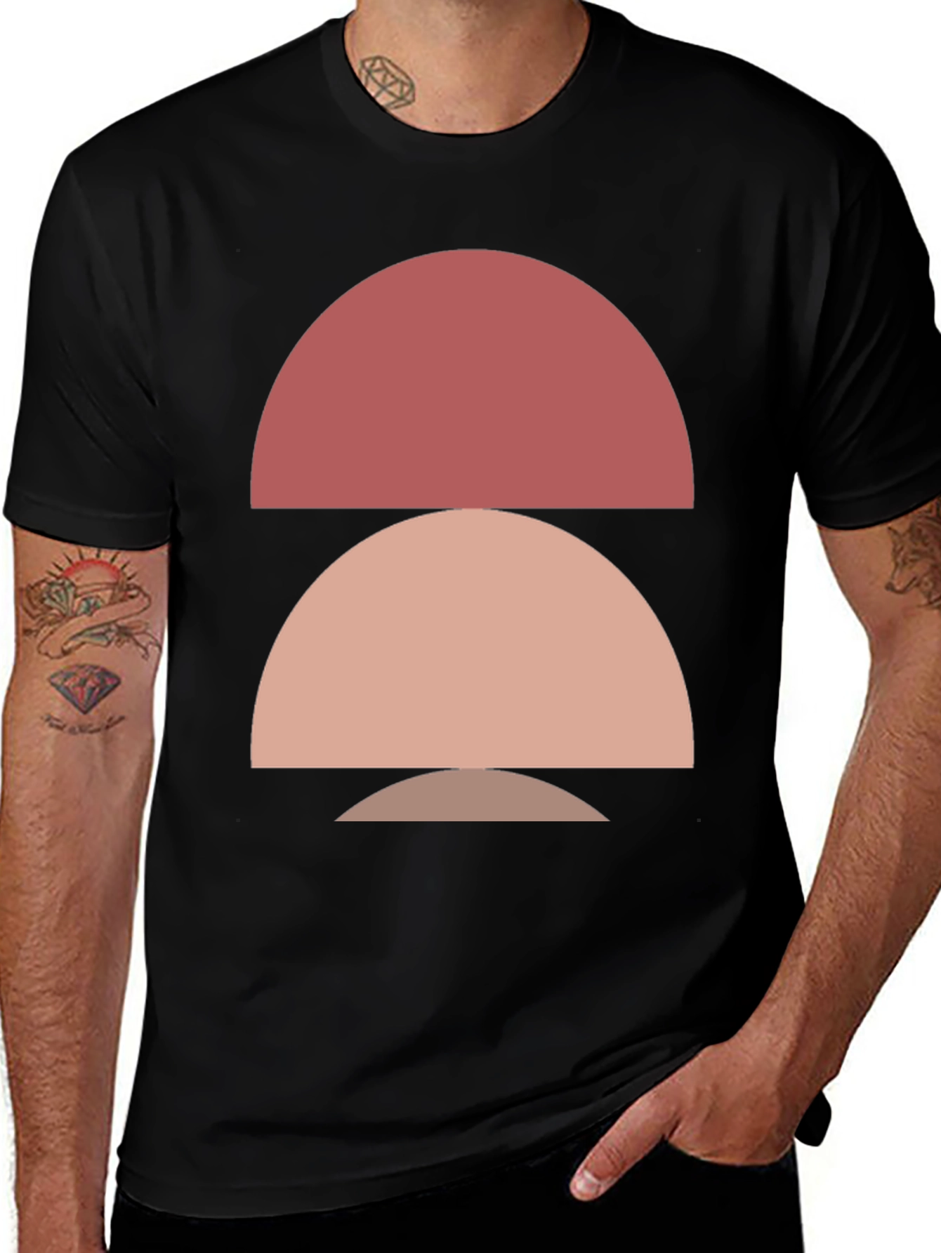 Geometric Half Circle Tee - Modern Minimalist Design