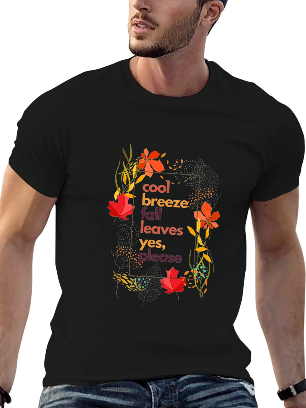 Cool Breeze Fall Leaves Graphic Tee
