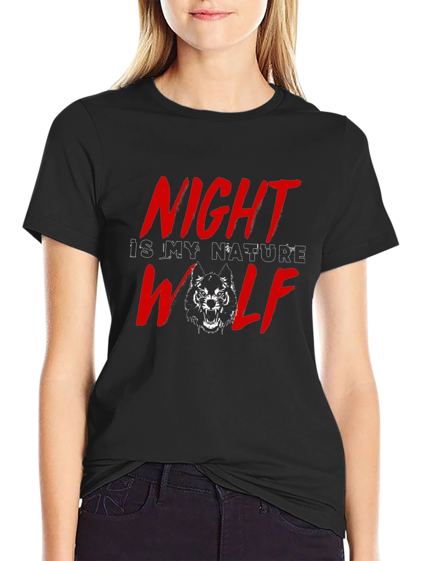 Night Wolf Graphic Tee - Black