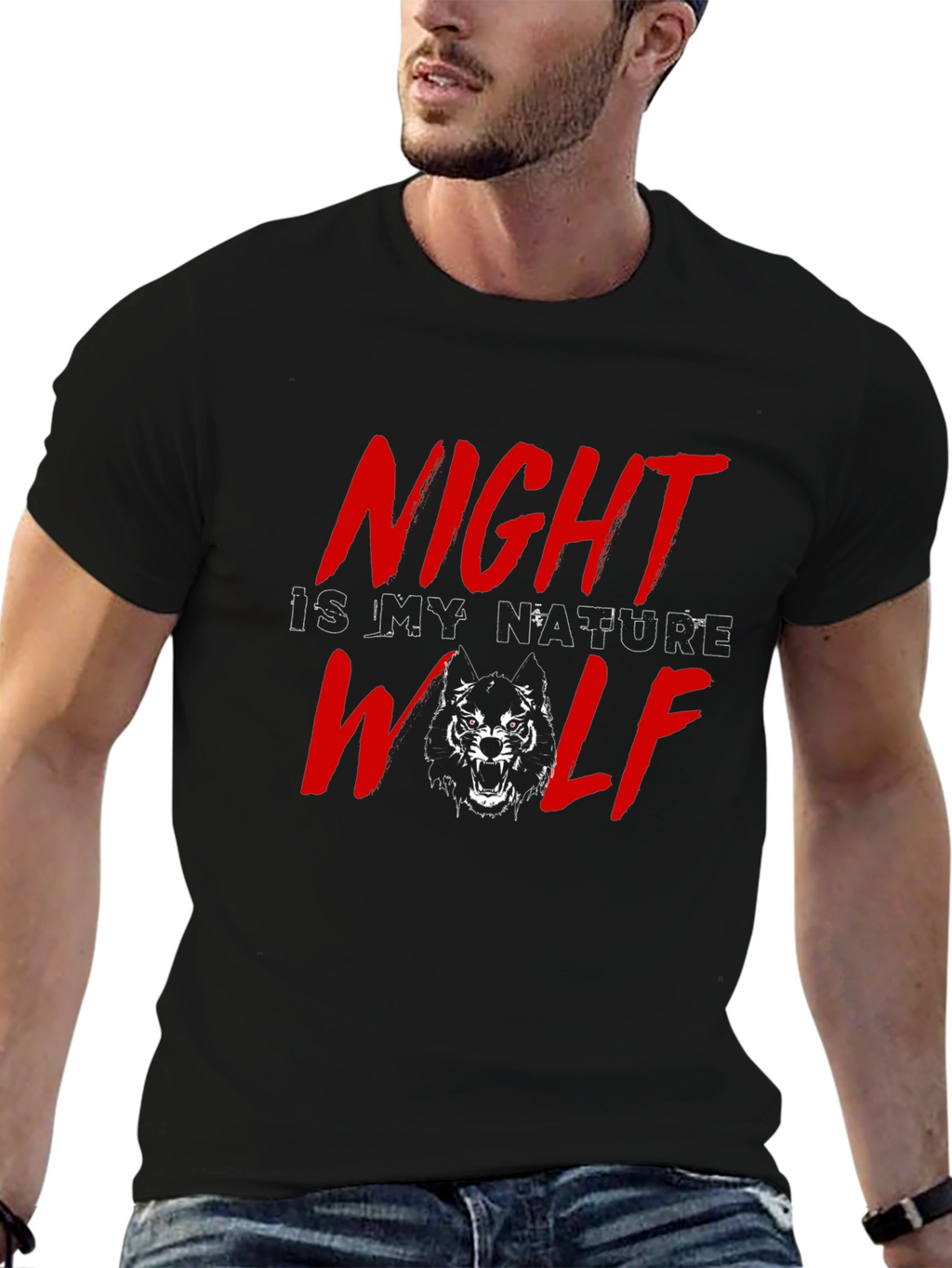 Night Wolf Graphic Tee - Black