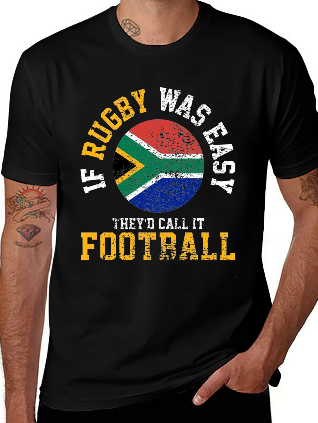 Rugby vs Football T-Shirt - South Africa Flag