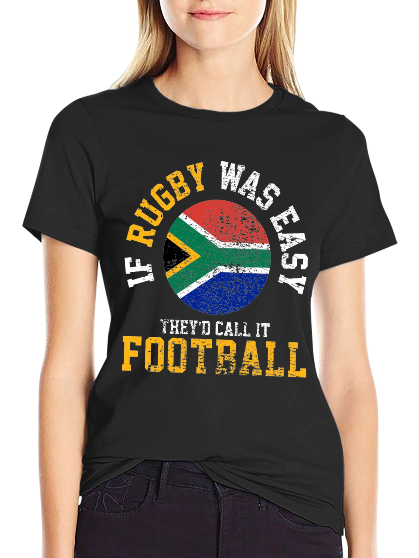 Rugby vs Football T-Shirt - South Africa Flag