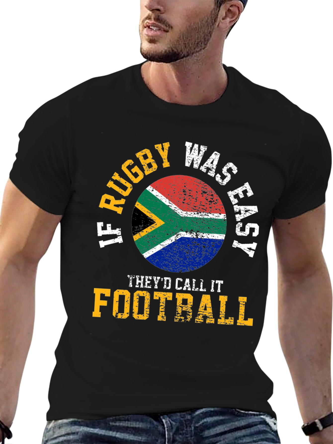 Rugby vs Football T-Shirt - South Africa Flag