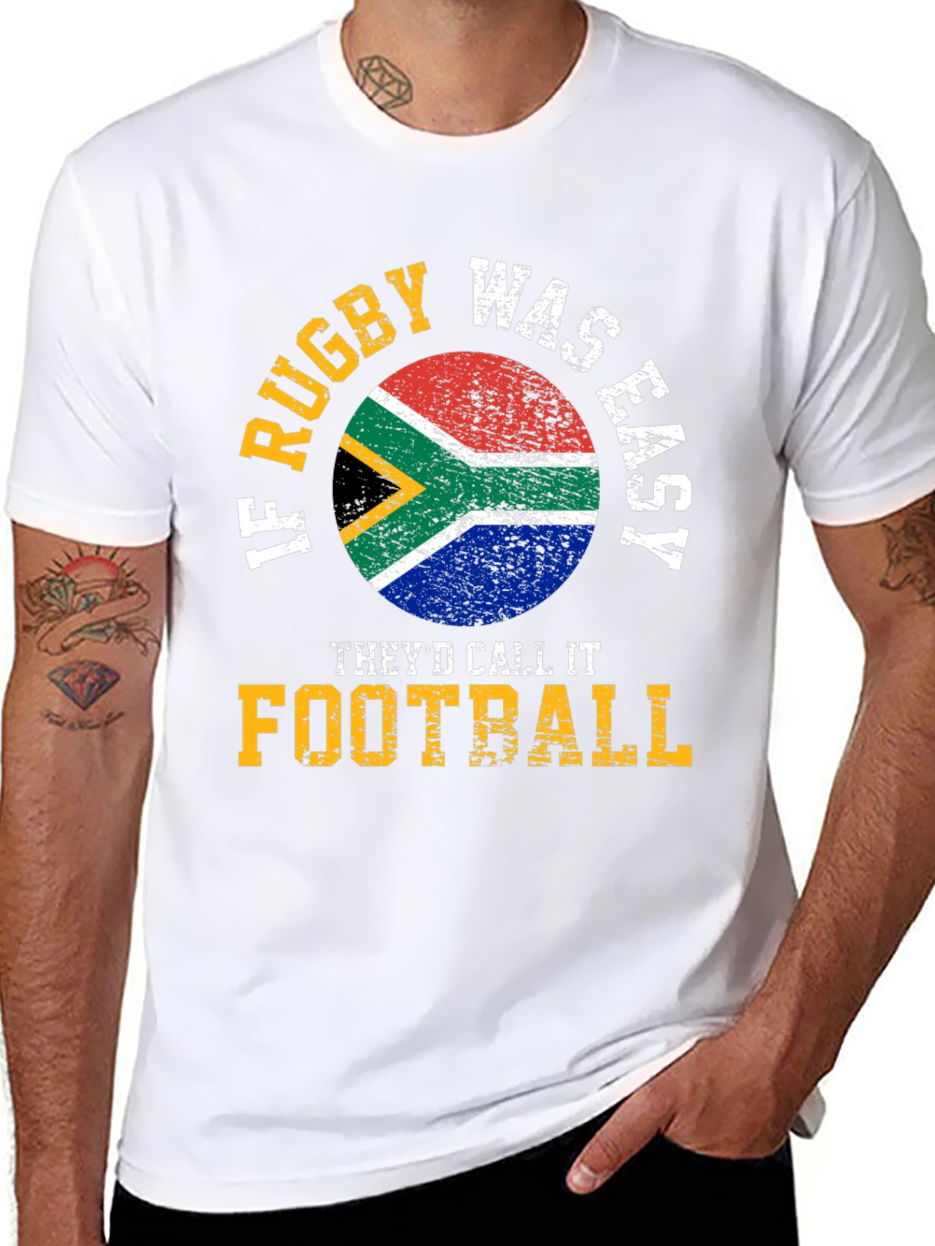 Rugby vs Football T-Shirt - South Africa Flag