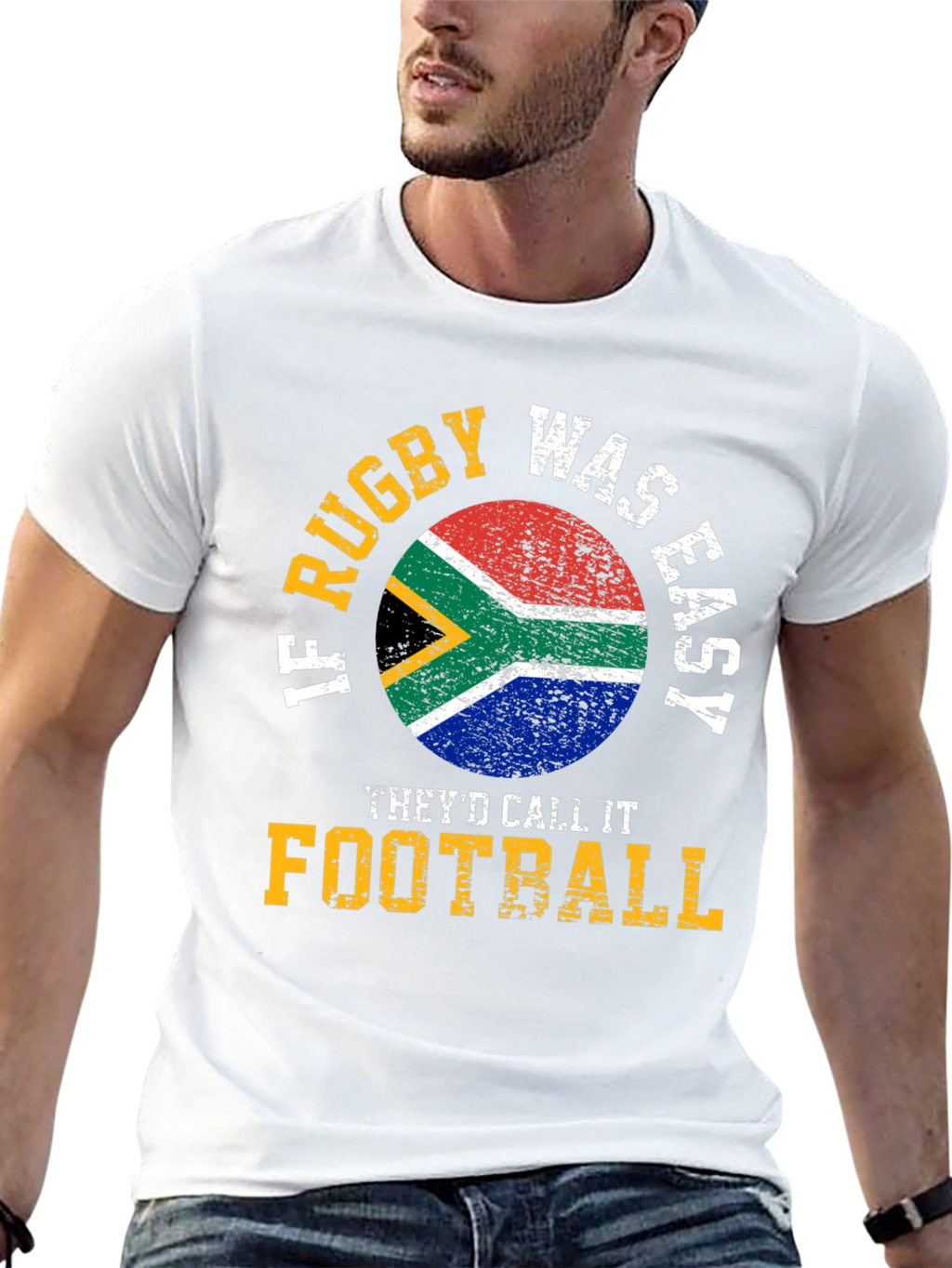 Rugby vs Football T-Shirt - South Africa Flag