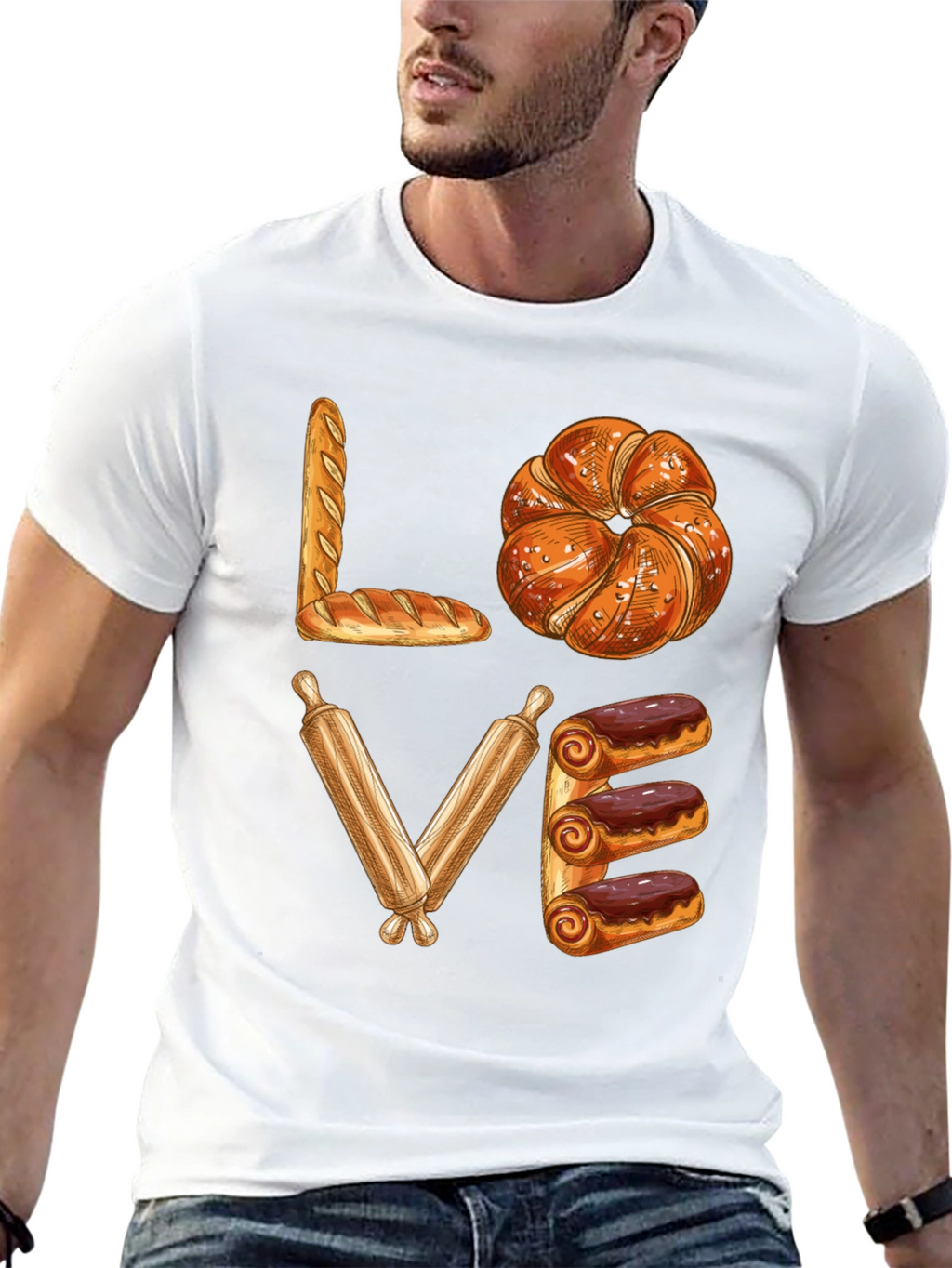 Bakery Lover T-Shirt - Bread Pastry Rolling Pin Design