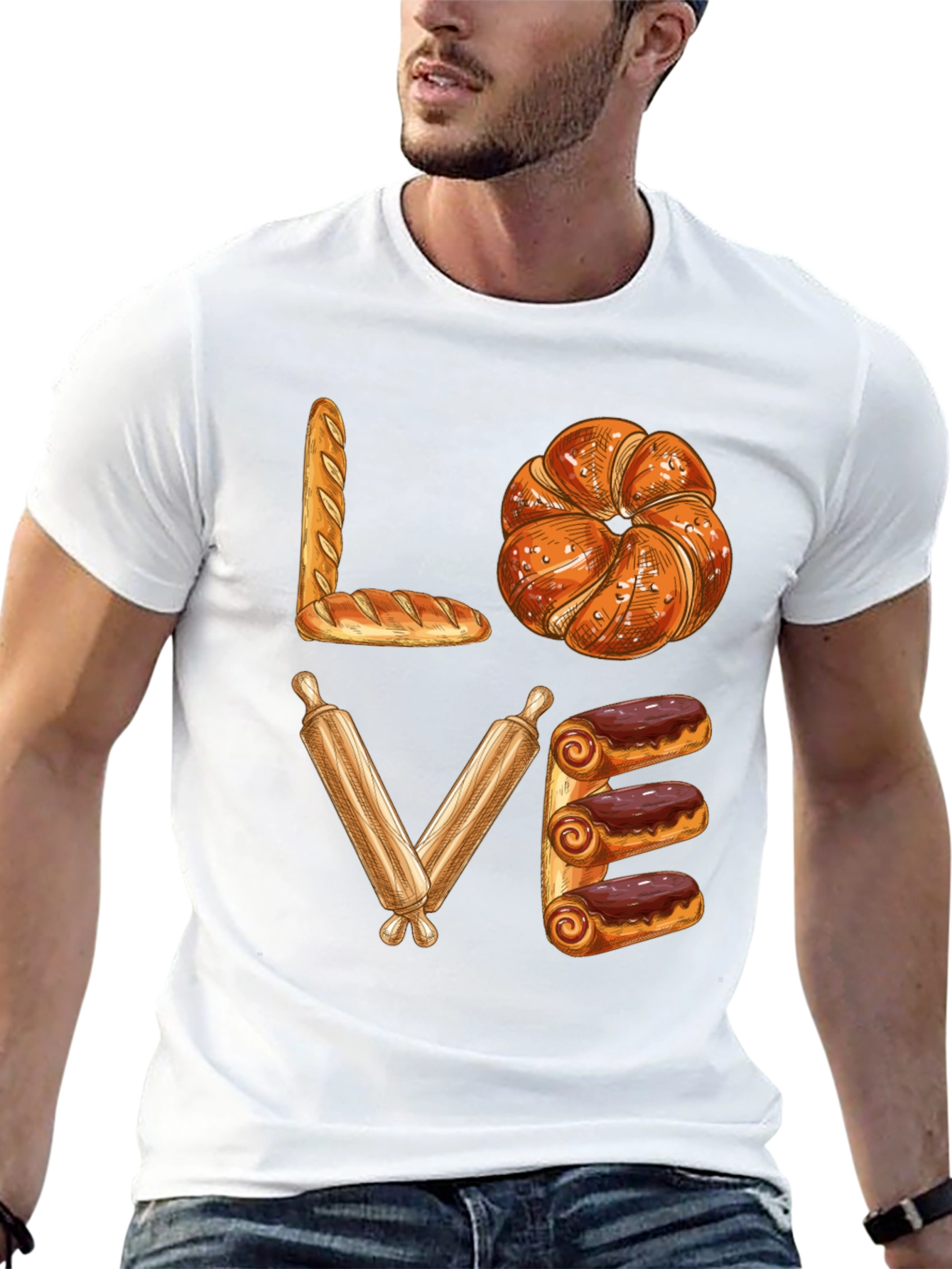 Bakery Lover T-Shirt - Bread Pastry Rolling Pin Design