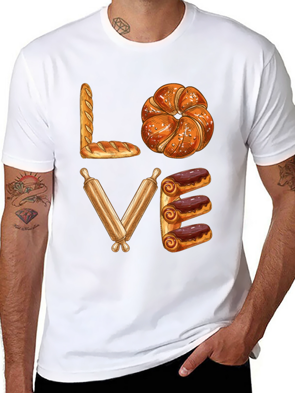 Bakery Lover T-Shirt - Bread Pastry Rolling Pin Design