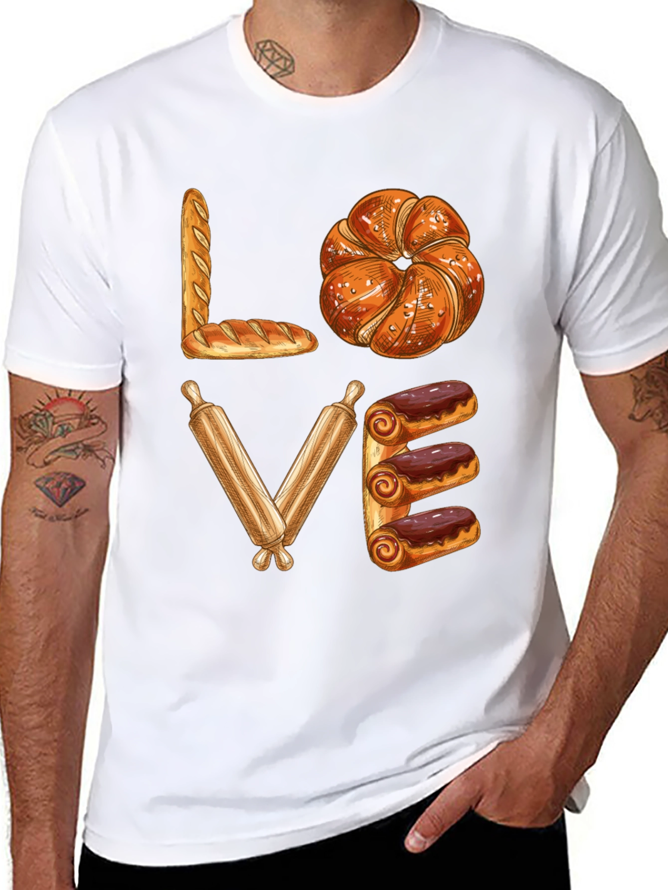 Bakery Lover T-Shirt - Bread Pastry Rolling Pin Design