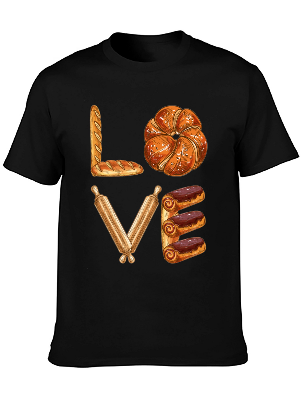 Bakery Lover T-Shirt - Bread Pastry Rolling Pin Design