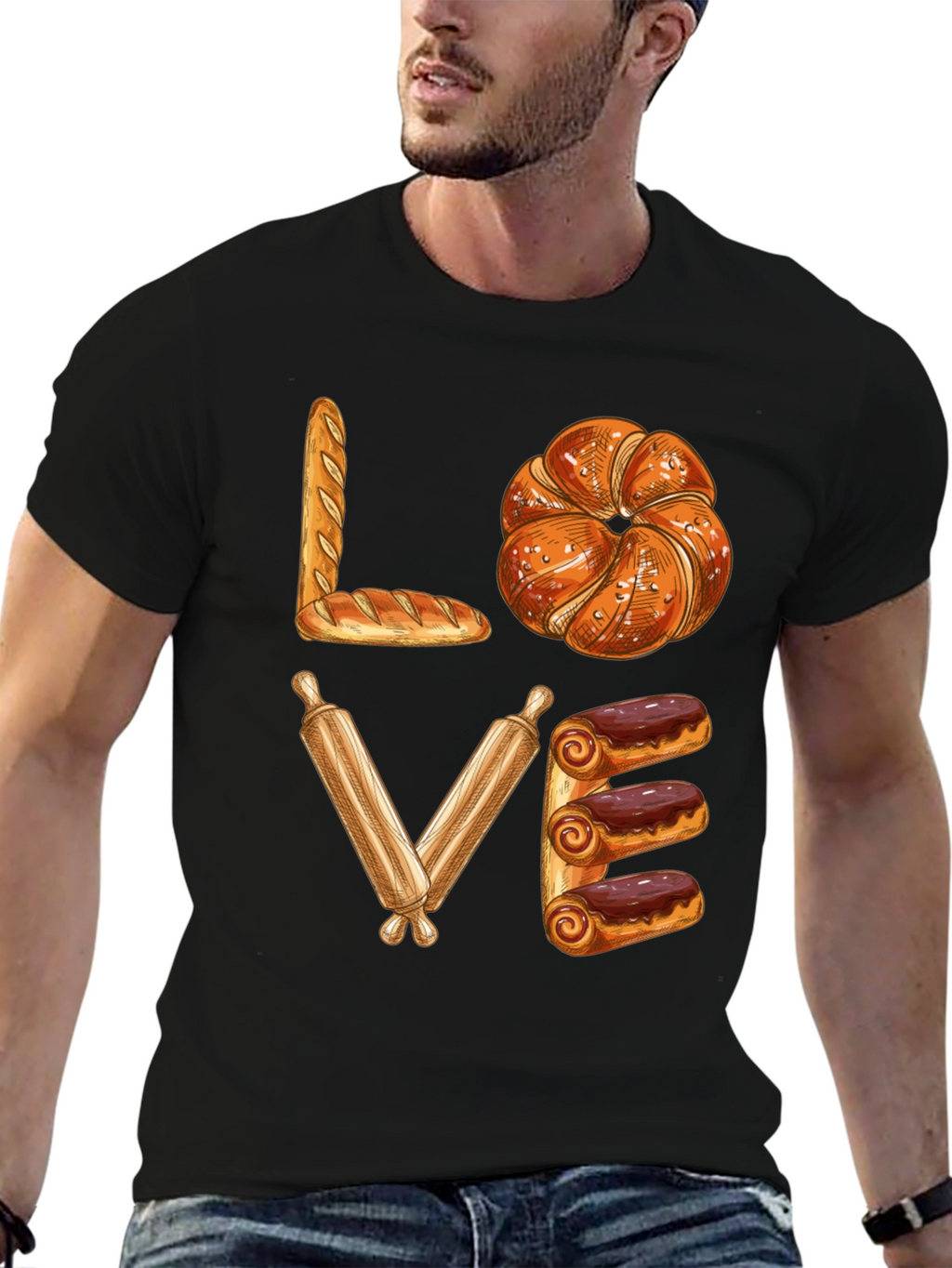 Bakery Lover T-Shirt - Bread Pastry Rolling Pin Design