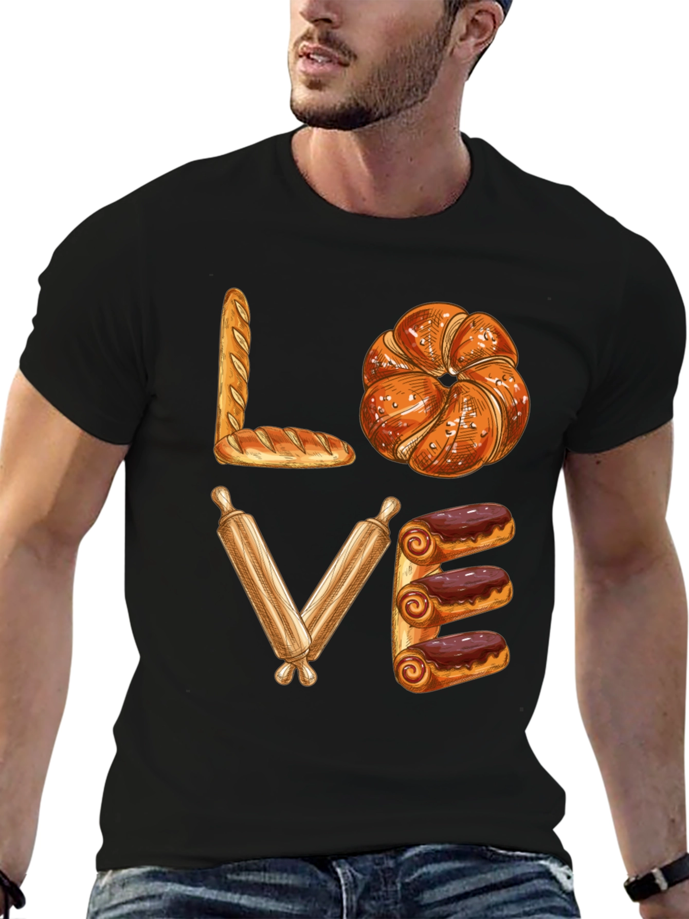 Bakery Lover T-Shirt - Bread Pastry Rolling Pin Design