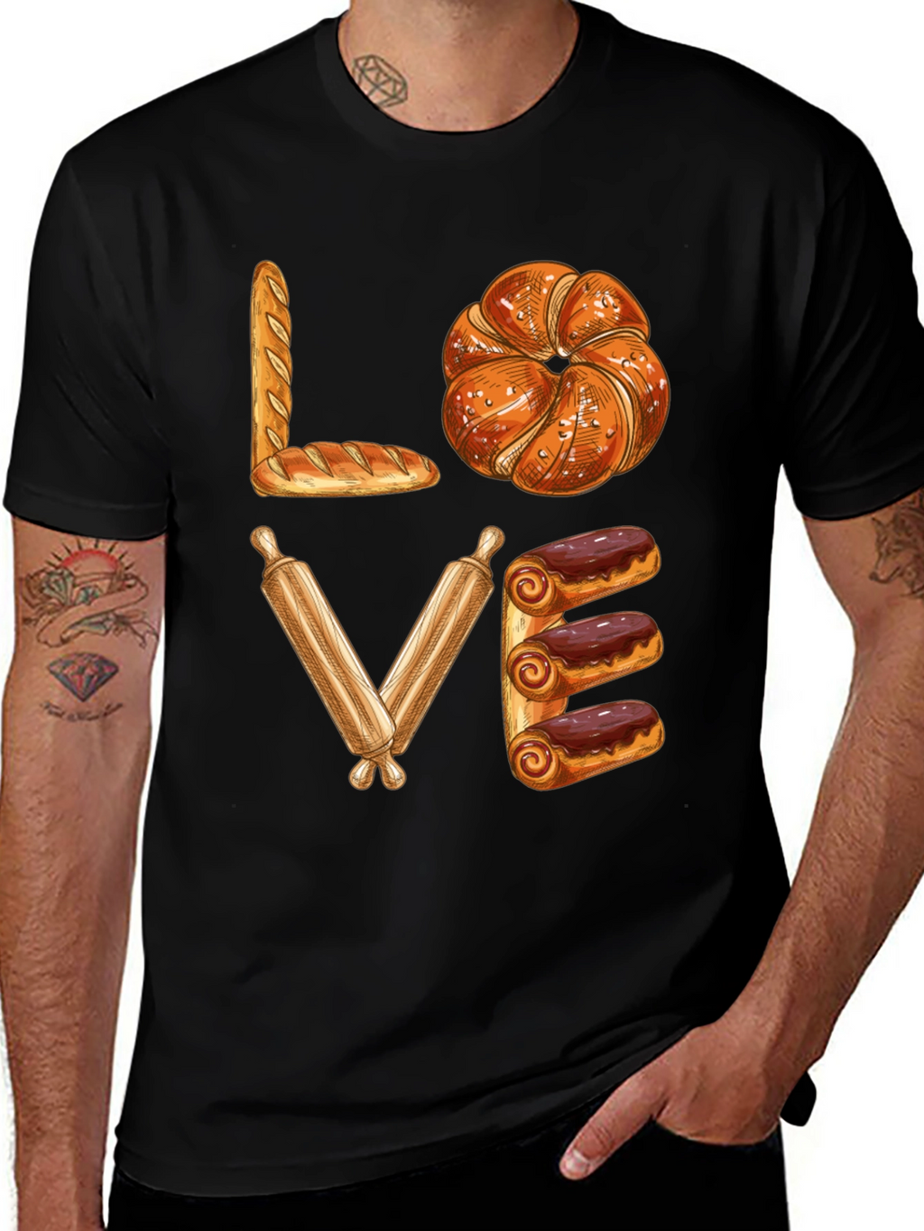 Bakery Lover T-Shirt - Bread Pastry Rolling Pin Design