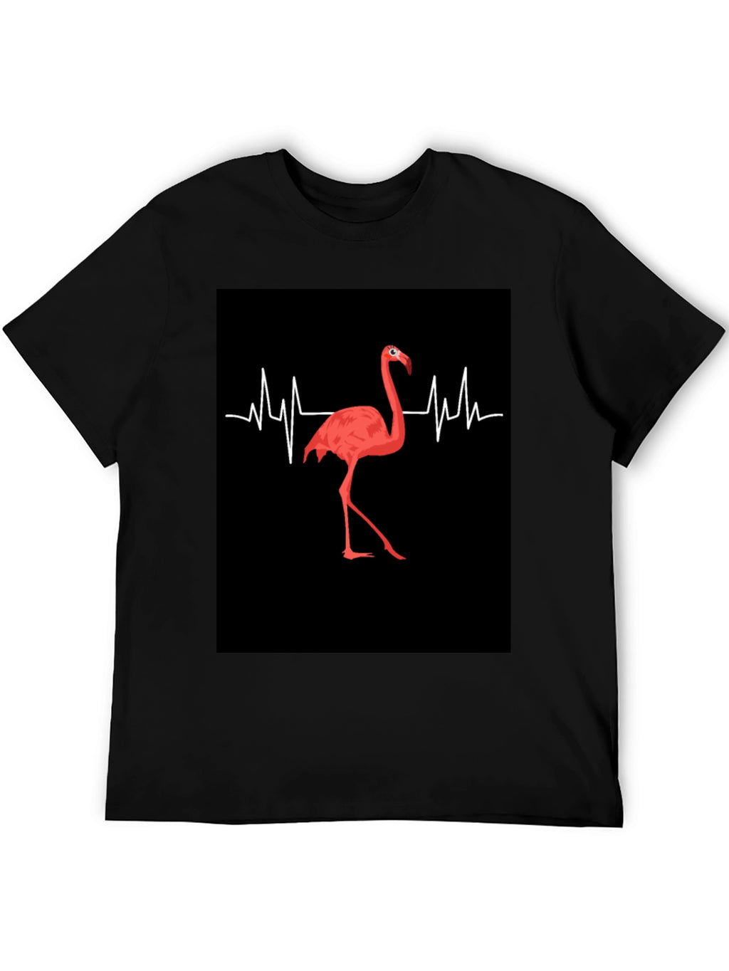Flamingo Heartbeat Black Graphic T-Shirt