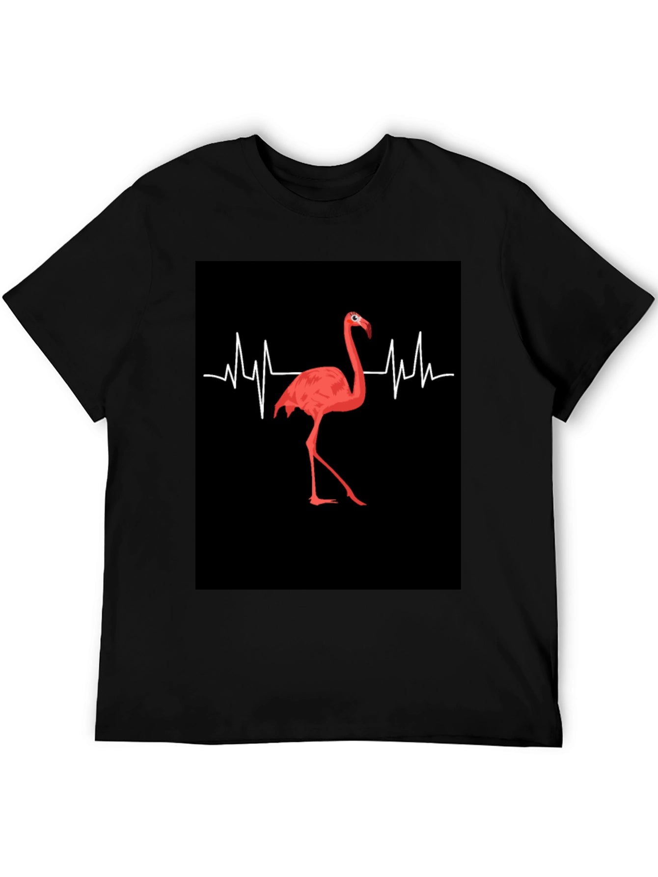 Flamingo Heartbeat Black Graphic T-Shirt