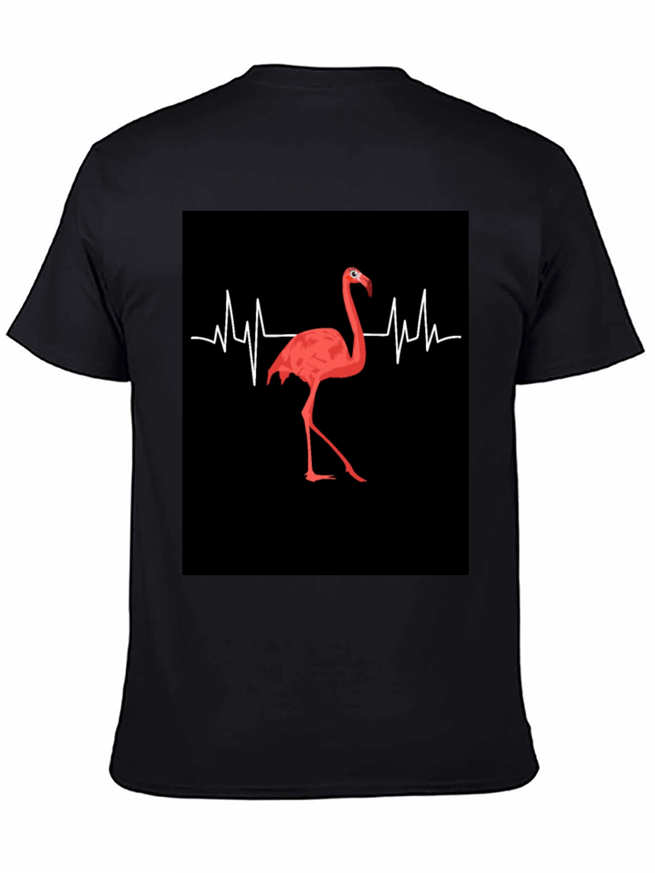 Flamingo Heartbeat Black Graphic T-Shirt