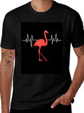 Flamingo Heartbeat Black Graphic T-Shirt