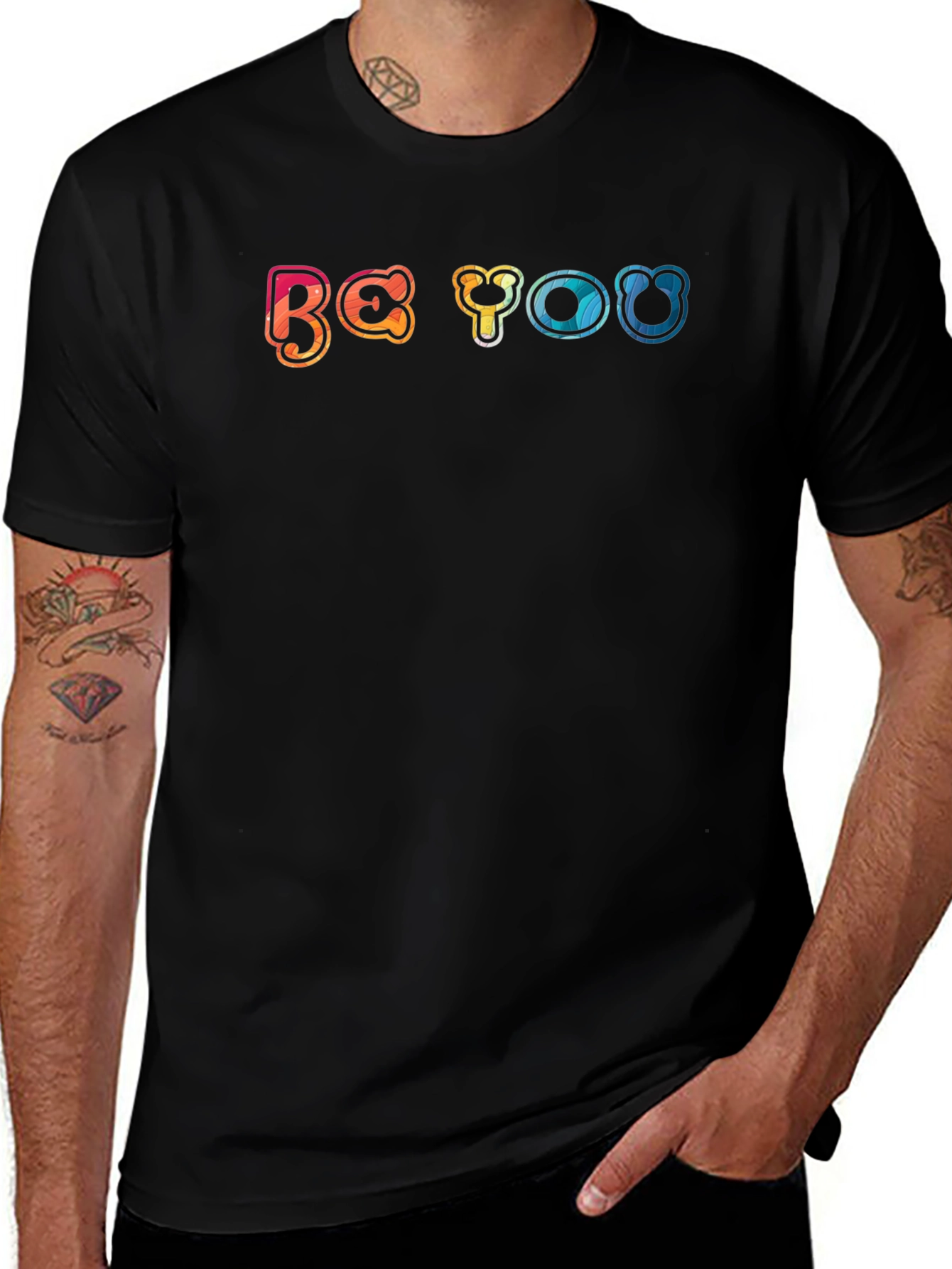Be You Graphic Tee - Black Cotton Blend