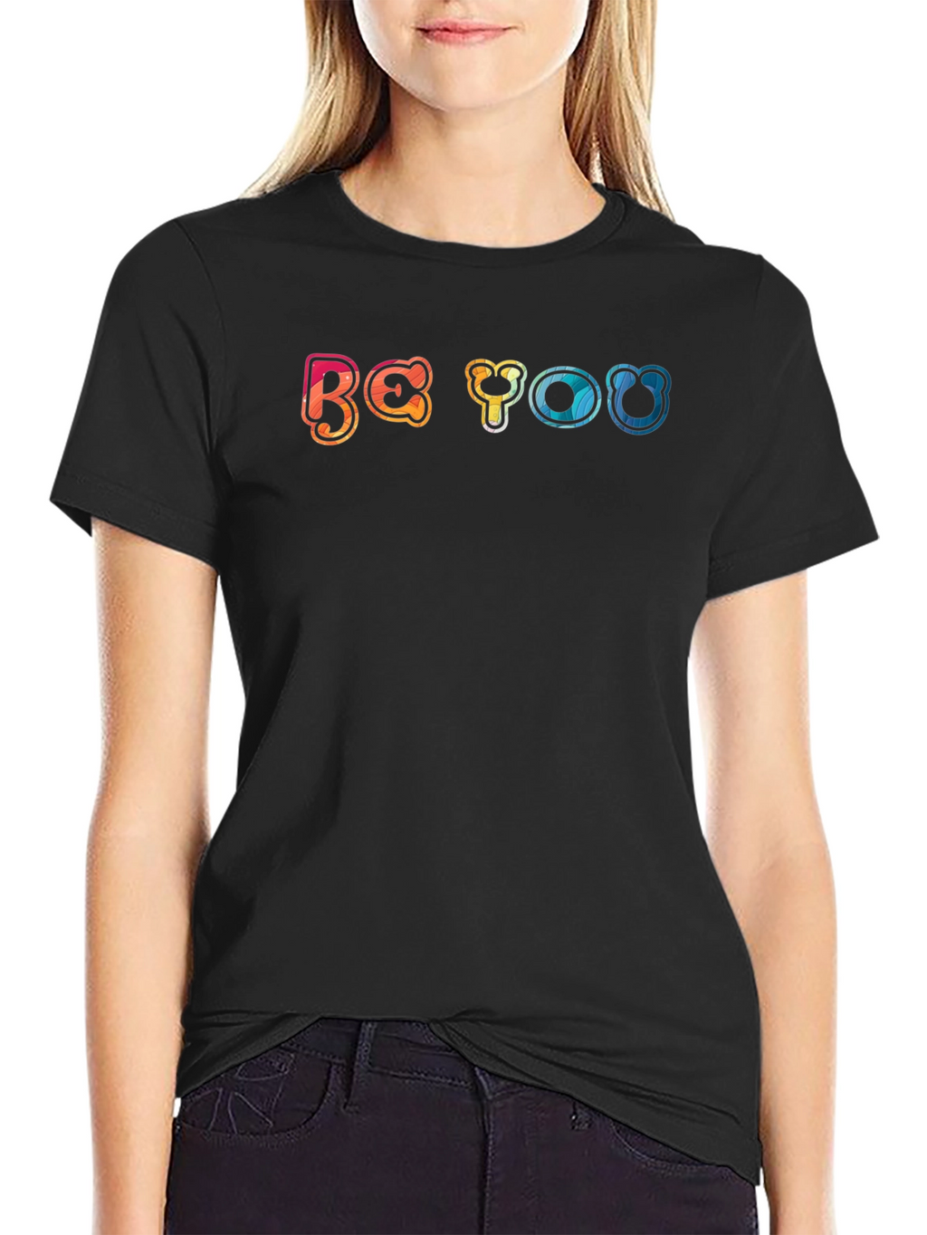 Be You Graphic Tee - Black Cotton Blend
