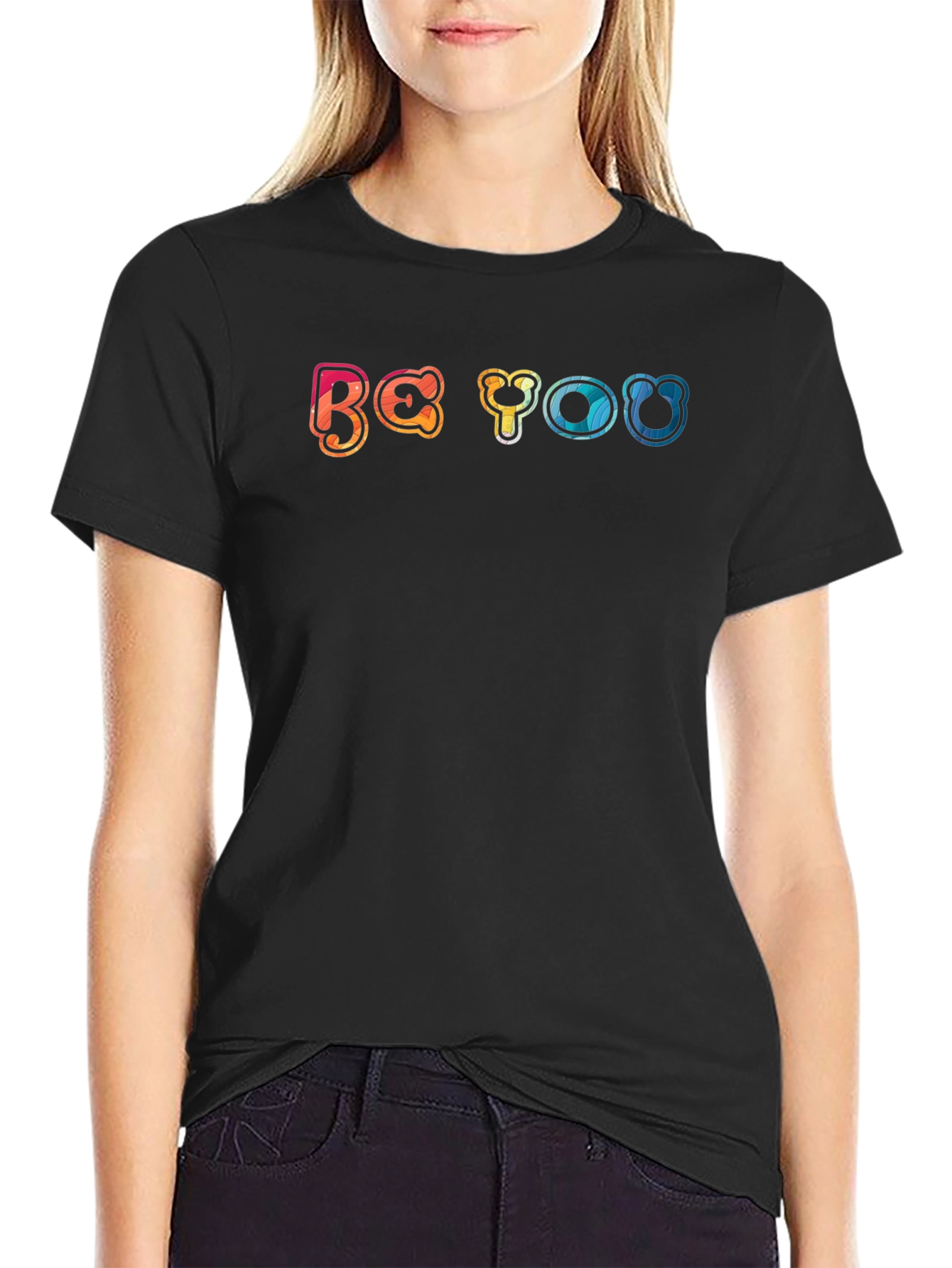 Be You Graphic Tee - Black Cotton Blend