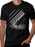 Windsurfer Graphic Tee - Black Cotton Blend T-Shirt