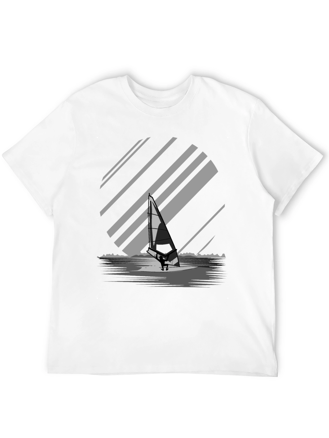 Windsurfer Graphic Tee - Black Cotton Blend T-Shirt