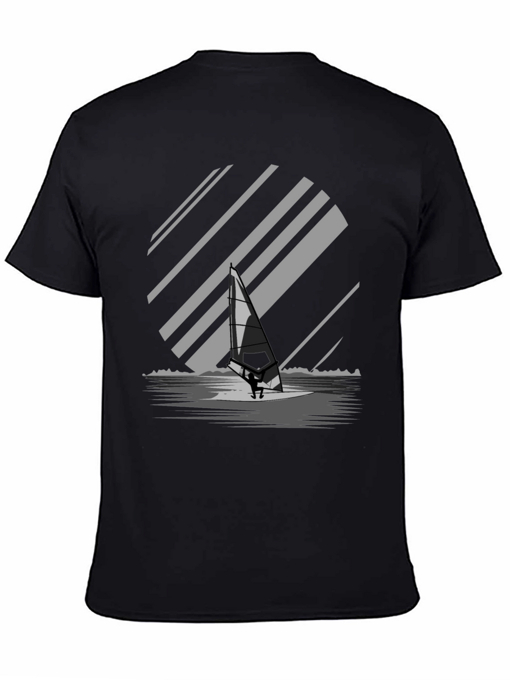Windsurfer Graphic Tee - Black Cotton Blend T-Shirt