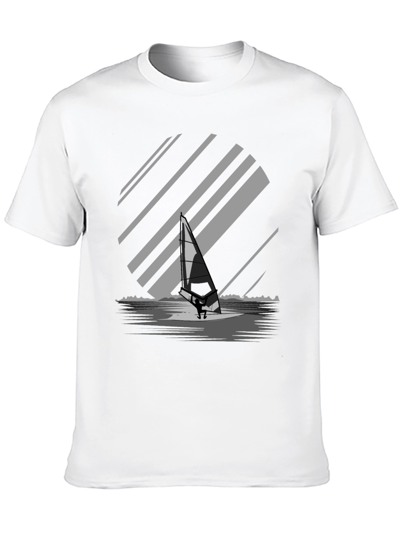 Windsurfer Graphic Tee - Black Cotton Blend T-Shirt