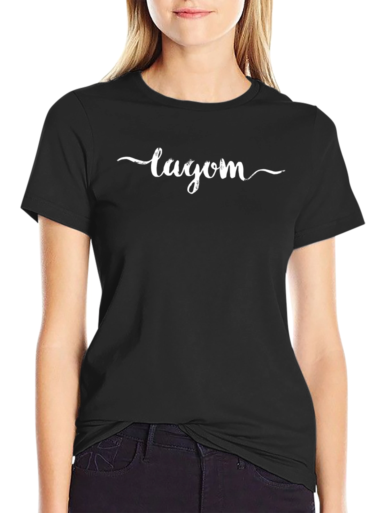 Lagom Script Black T-Shirt - Casual Style